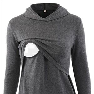Gray nursing breastfeeding hoodie